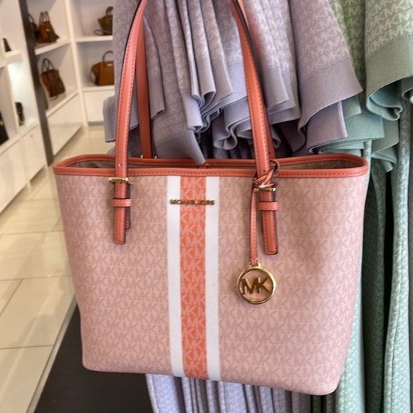 Michael Kors Jet Set Travel Medium Carryall Tote Sherbert Multi - Picture 16 of 16